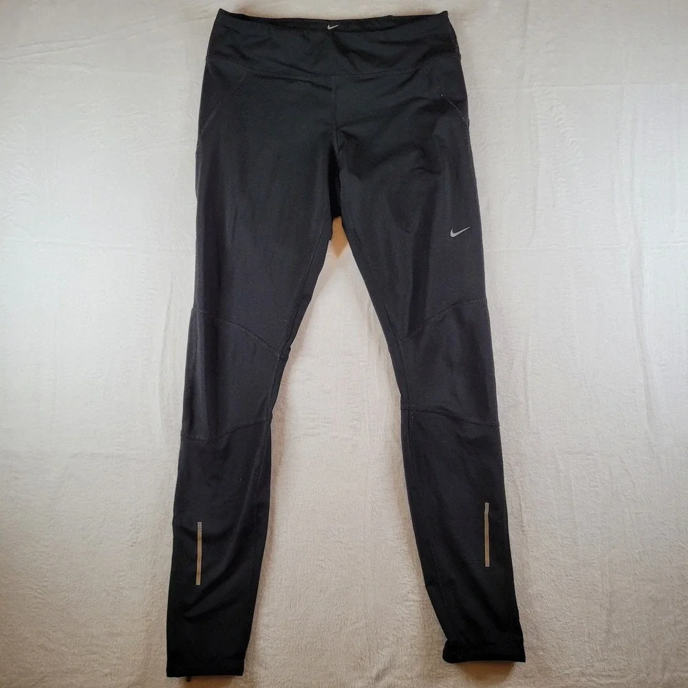 Nike Dri Fit Womens Black Running Athletic Pants Zip Ankle M